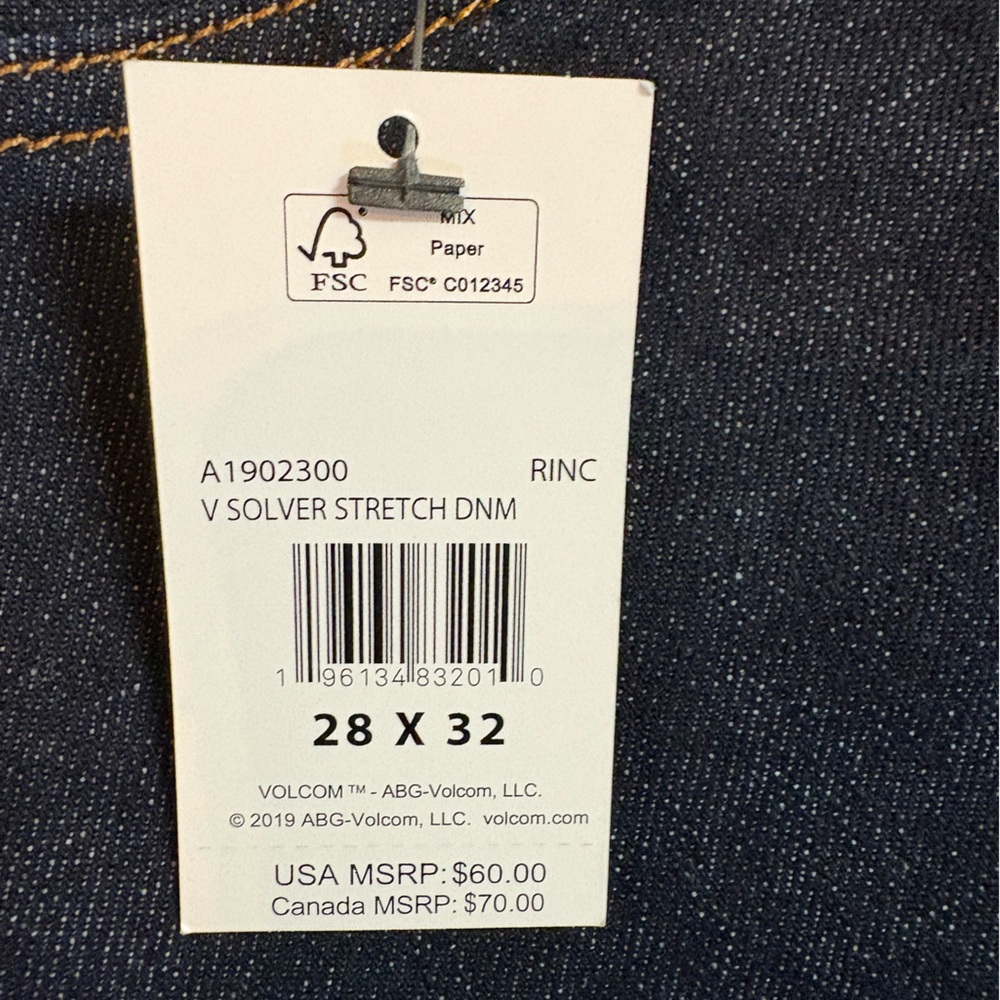 Volcom Solver Men's Straight Fit Jeans - Deep Indigo size 28 x 32 - Picture 7 of 12